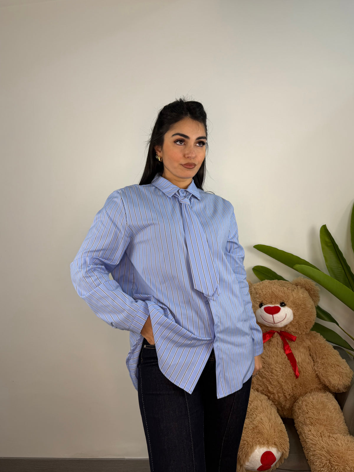 Camicia Maxi Con Cravatta