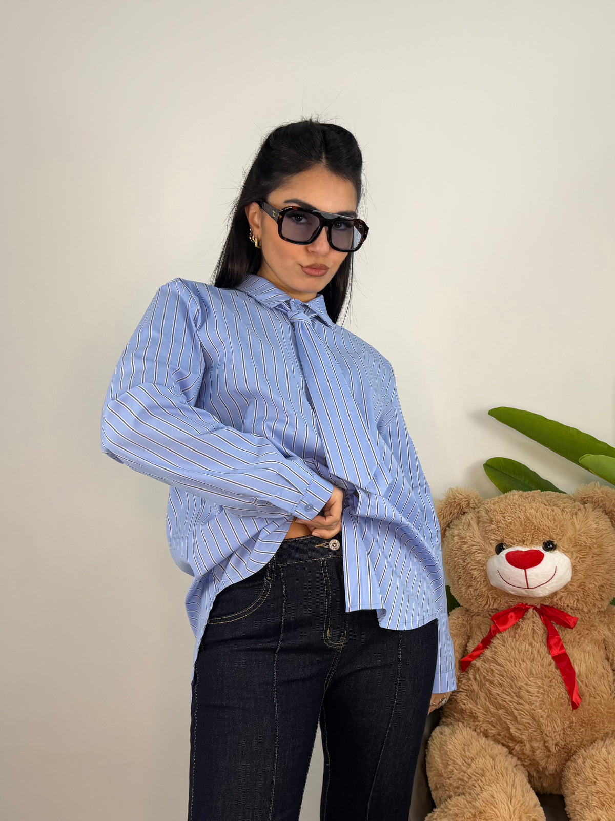 Camicia Maxi Con Cravatta