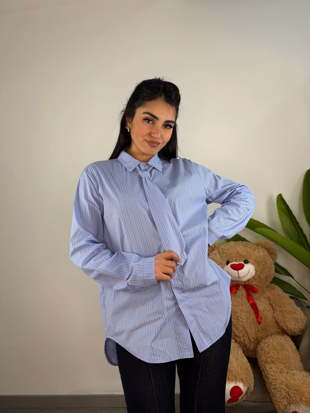 Camicia Maxi Con Cravatta