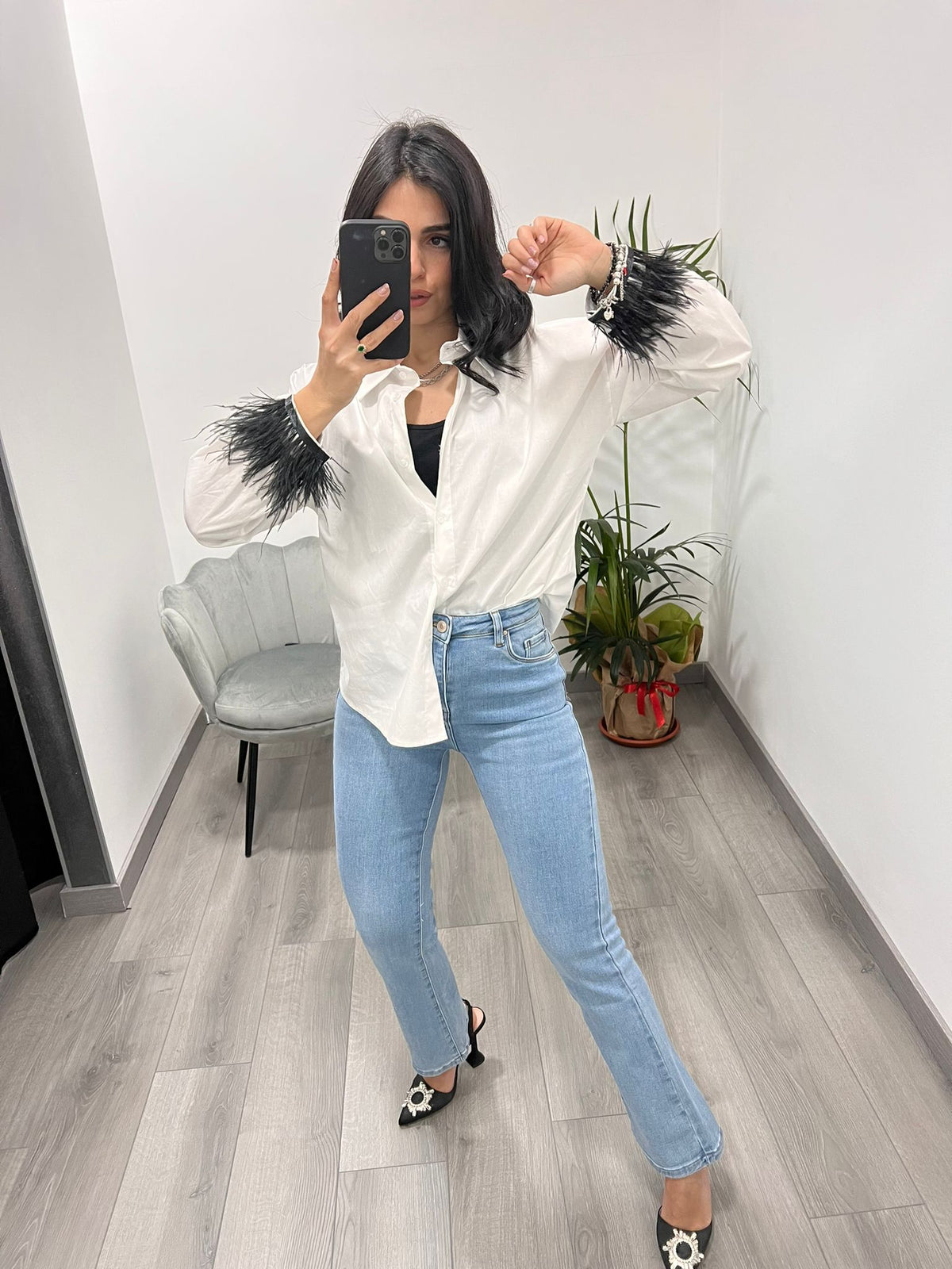 Camicia White Piume
