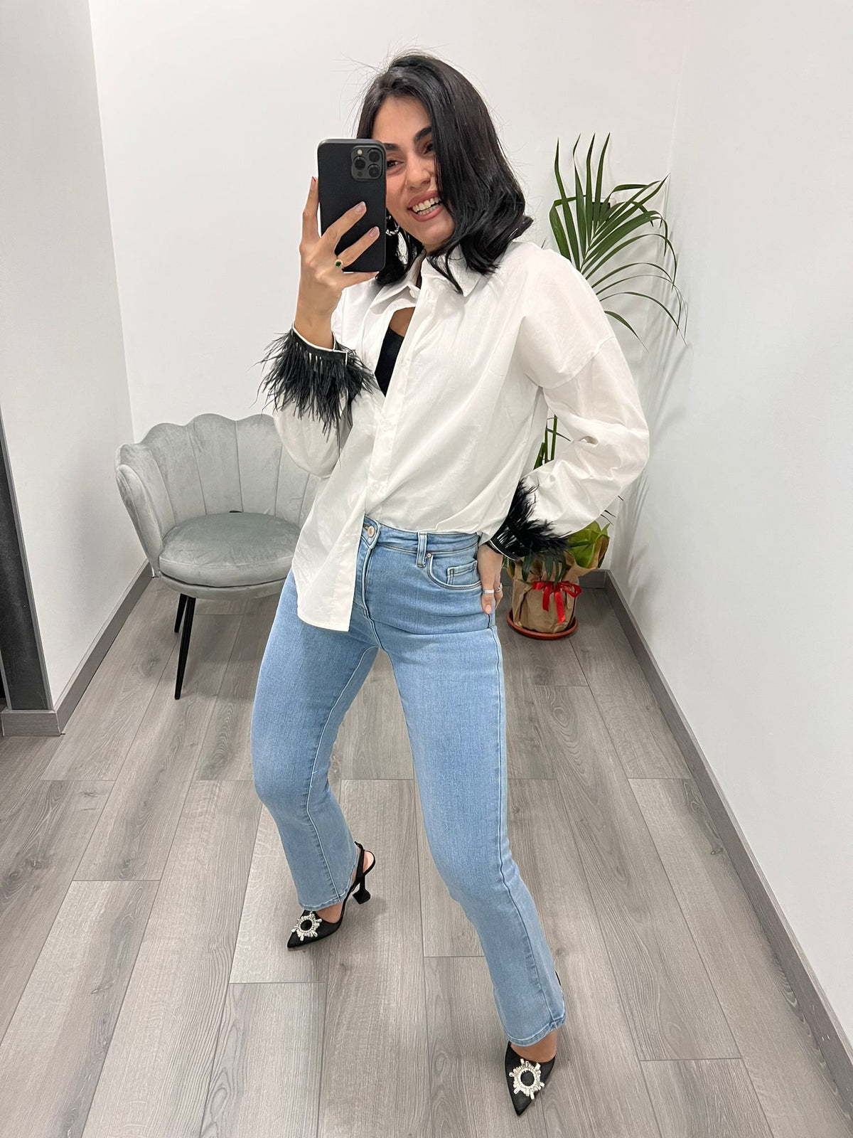 Camicia White Piume
