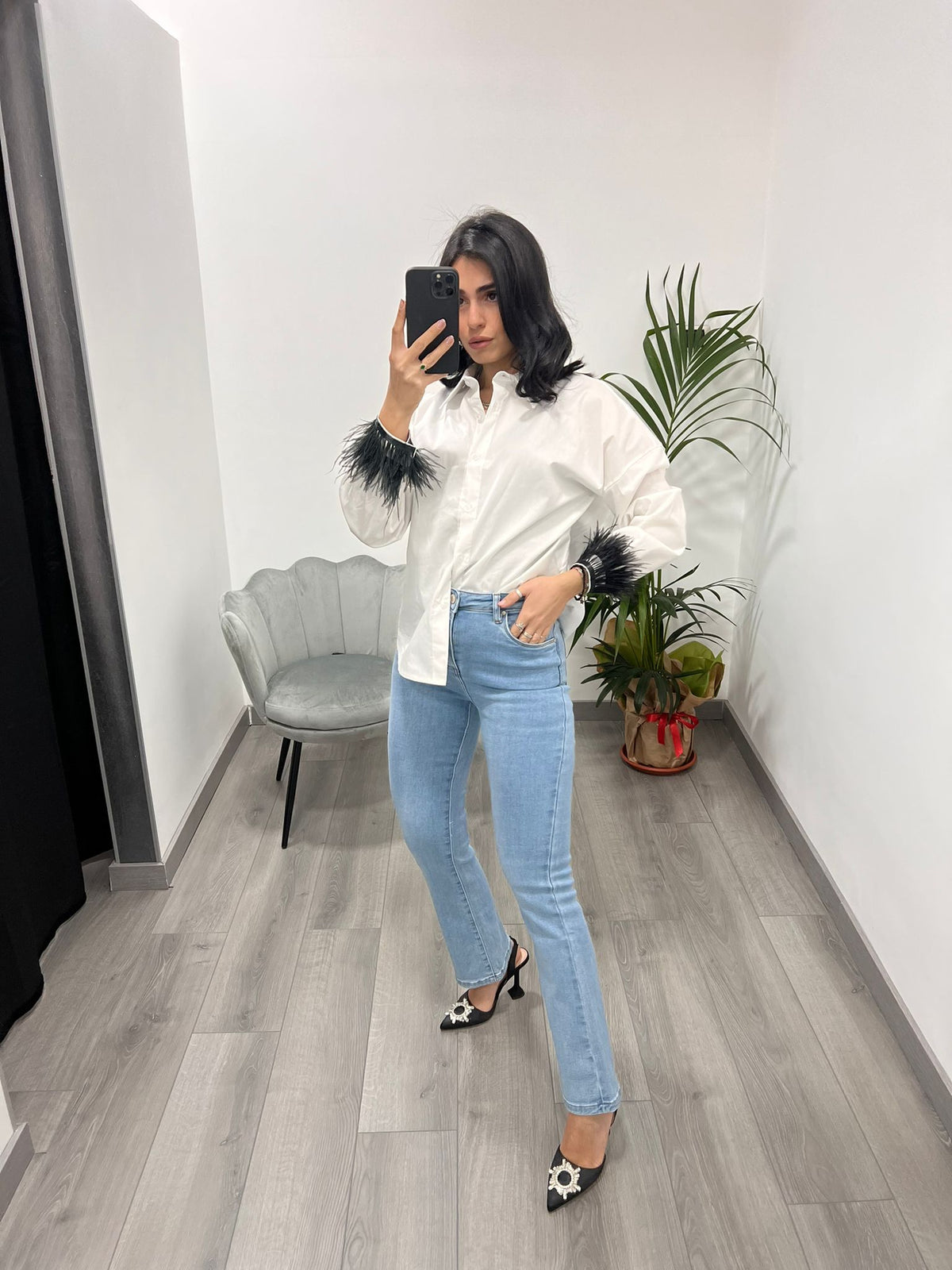 Camicia White Piume