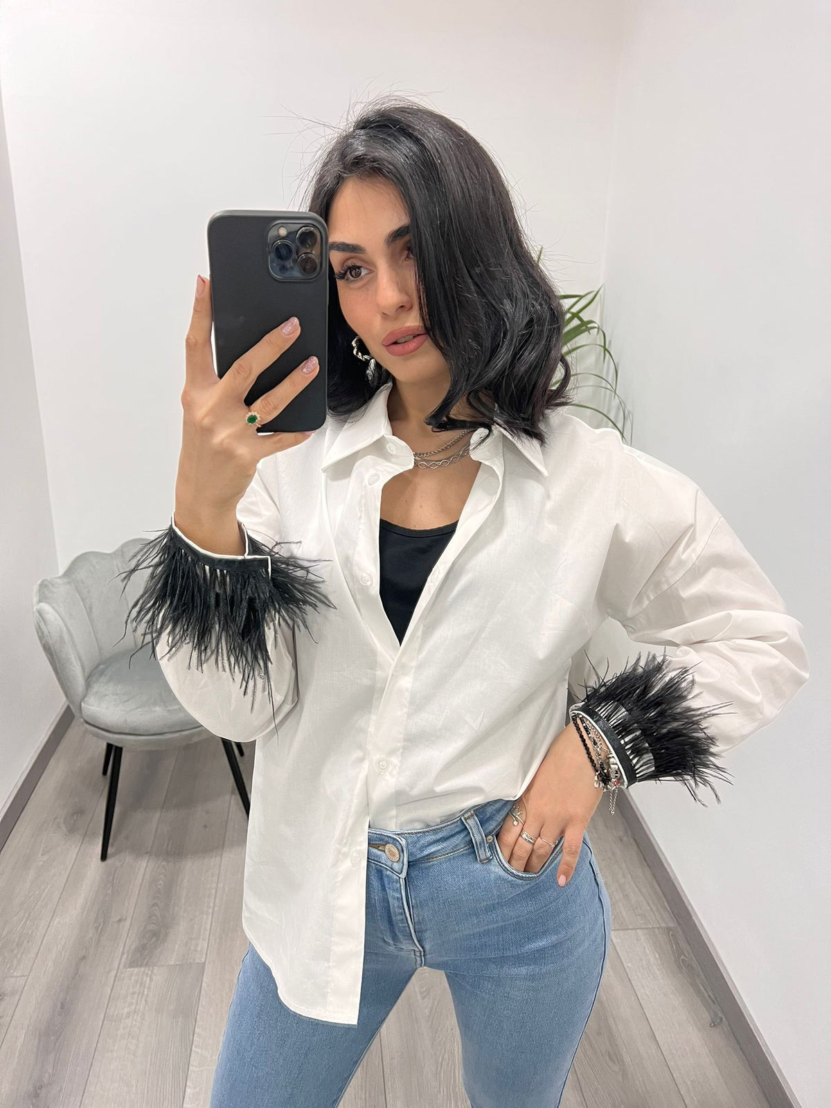Camicia White Piume