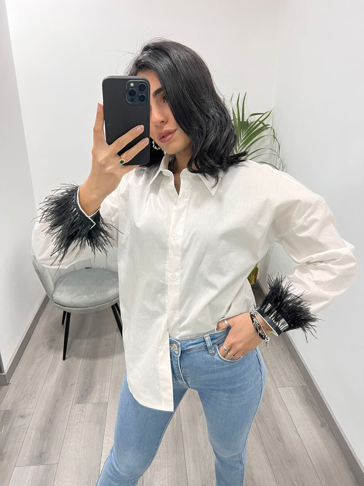 Camicia White Piume